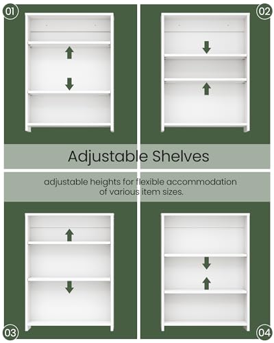 White Wall-Mounted Bathroom Medicine Cabinet with Mirror & Adjustable Shelves - 17.7''L x 23.6''H