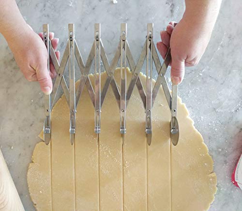 Ateco 5-Wheel Stainless Steel Expandable Pastry Cutter - 2 1/8 Inch Wheels, Adjustable, Cookie & Dough Slicer