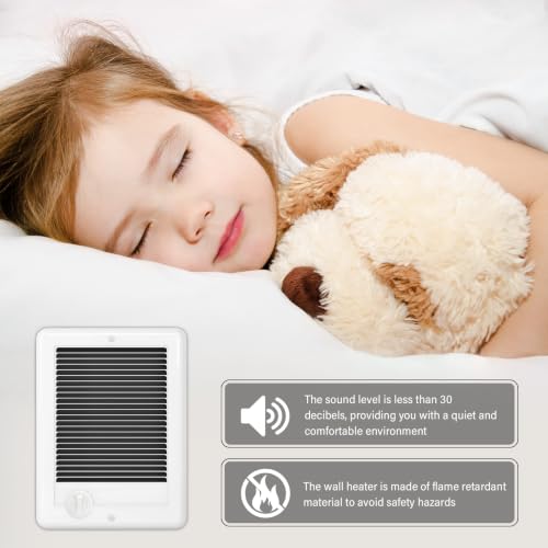 Affectnianly CSC151TW Electric Wall Heater with Thermostat - White
