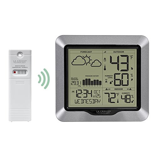 La Crosse Technology Modern Wireless Barometric Weather Station with WWVB Time, 330ft Range