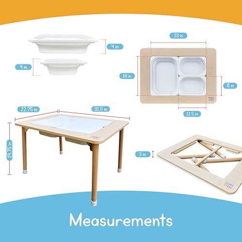Sensory Play Activity Table with Foldable Legs, Bins & Lid – Toddlers & Kids