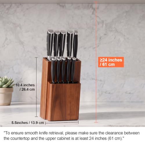 Brown 2-Tier Acacia Wood Knife Block Without Knives - Universal Organizer