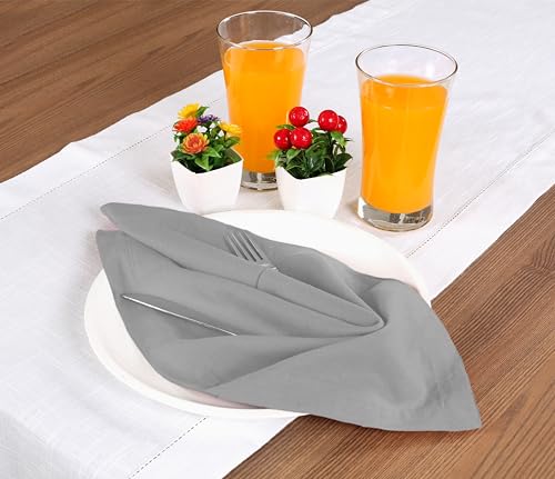 Light & Pro White Cotton Table Runner 16x90 Inches Hemstitched for Dining & Events