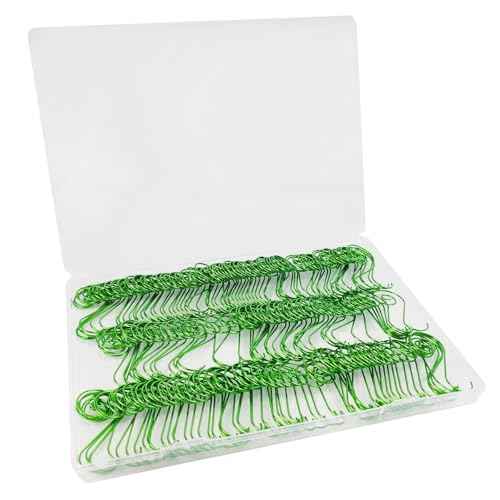 TIHOOD 200PCS 2inch Ornament Hooks, Christmas Ornament Hangers, Christmas Tree Hanger Baubles Ball Metal Hooks Xmas Decoration S Hooks (Green)
