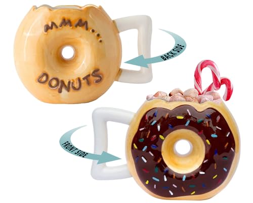 Brown Comfify Ceramic Donut Ring Coffee Mug – 14 oz