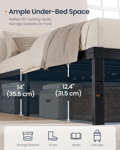 SONGMICS HOME Full Size Bed Frame, Metal Platform 14 Inch