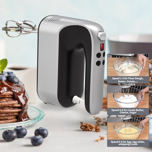 Yomelo 9-Speed Digital Hand Mixer Electric, 400W Powerful DC Motor,