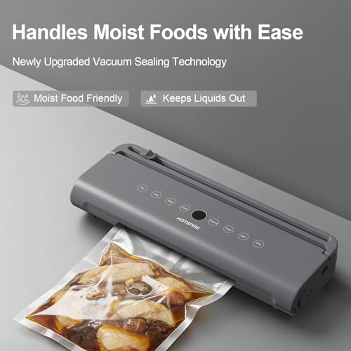 Food Vacuum Sealer Machine with 50 Bags - Powerful Continuous Seal for Kitchen Storage