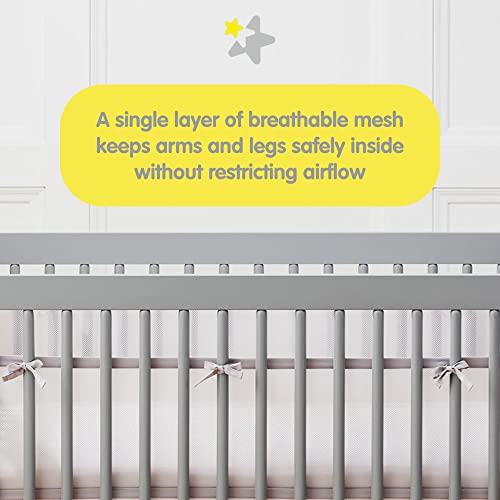 BreathableMesh Crib Liner for Full-Size Cribs - Sand Beach, Deluxe 4mm Mesh, 3 & 4 Sides