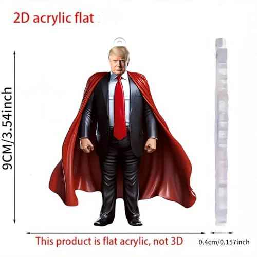 Funny President Donald 2025 Ornaments, 2D Flat President Donald Decor for Car, Funny Christmas Tree Ornaments, Donald 2028 Merchandise(2PCS Super Hero)