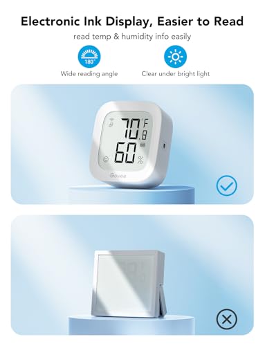 Govee WiFi Thermometer Hygrometer 3-Pack with Electronic Ink Display, Accurate & Remote Monitoring