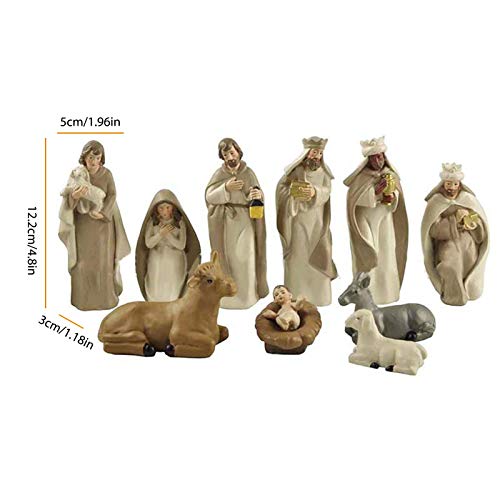 Kambanan 11PCS Nativity Scene Set - Hand-Painted Resin Holy Family Christmas Decor