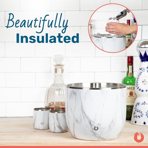 Snowfox XL 7L Insulated Stainless Steel Ice Bucket with Lid & Scoops for Parties & Home Bar