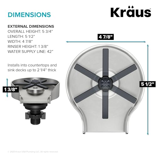 Kraus CleanMate Glass Rinser for Kitchen Sink - Spot-Free Stainless Steel KGR-500SFS