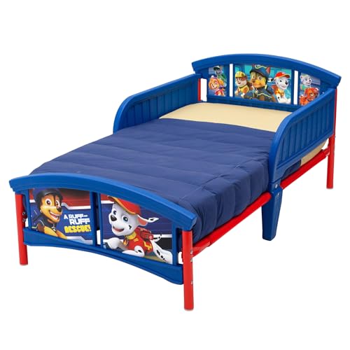 Toddler Bed with Guardrails - Paw Patrol Style for 15 Months+ - Low Height, Fits Standard Mattress - Blue/Red Variation of THIS listing