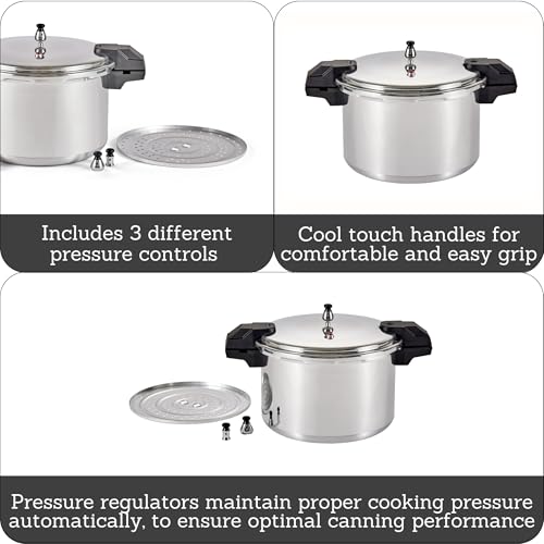 16-Quart Aluminum Pressure Cooker Canner with 5/10/15 PSI Regulator