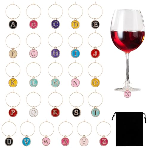 HadrNahkb Wine Glass Charms Set with Letter Design - Halloween & Holiday Party Decor
