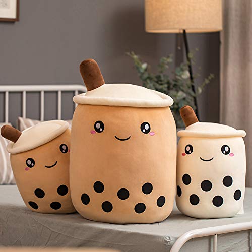 Hitoshe 27.5in Boba Plush Pillow Toy Brown Round Eye — Milk Tea Cup Hug Pillow