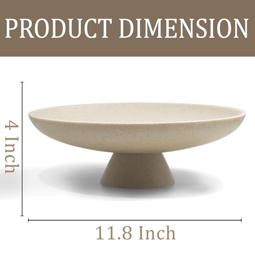 Large Decorative Resin Fruit Bowl - Beige Pedestal Home Decor