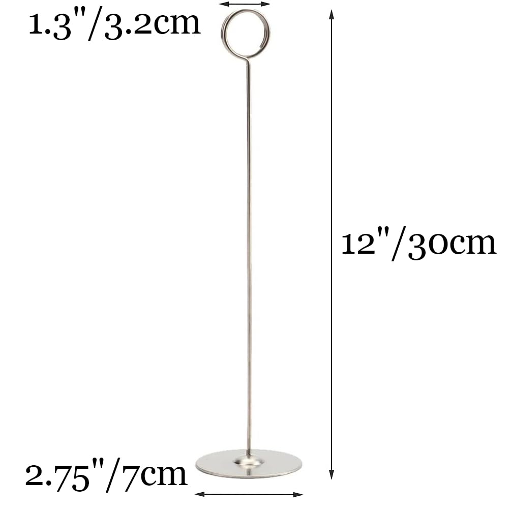 Tosnail 12 Pack 12" Tall Stainless Steel Table Number Holder, Table Card Holder Stand, Place Card Photo Display