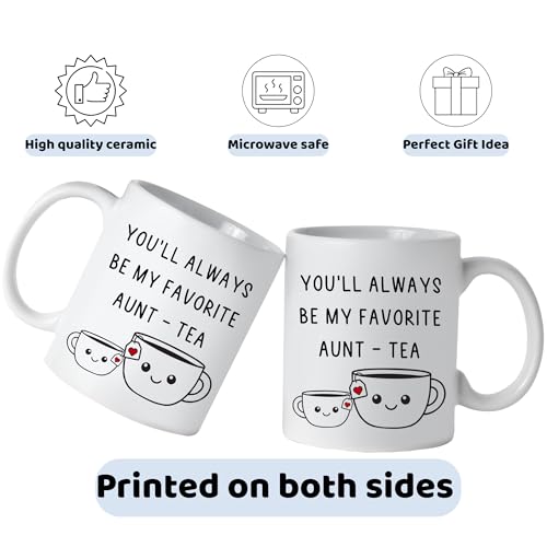 FUNITZ Aunt Gift Tea Cup - Funny Best Aunty Mug 11oz - Birthday & Christmas Present