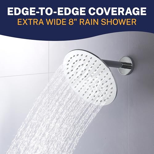 HammerHead Showers 8-Inch Solid Metal Rainfall Shower Head - Chrome, 2.5 GPM High Flow