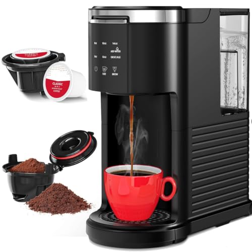 LED Touch Single Serve Coffee Maker - 2 in 1 Capsule & Ground Brew, 40oz Removable Tank