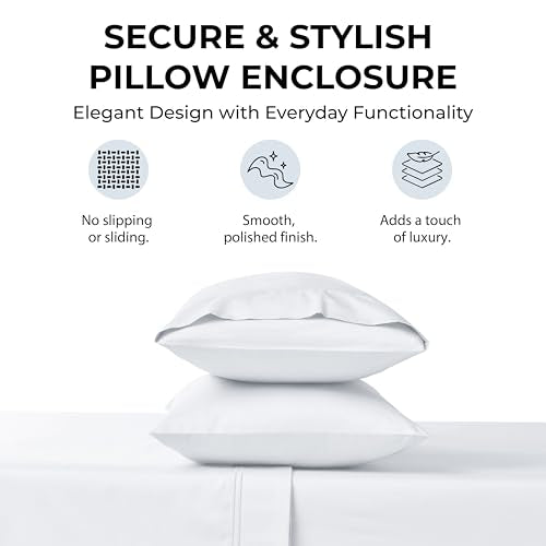 King Size Cotton Sateen Bed Sheet Set - 500 TC White, 4-Piece, Deep Pocket Fitted