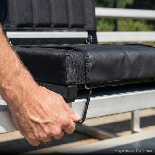 SPORT BEATS Stadium Folding Seat with Back Support, Cup Holder & Storage - Black / Regular