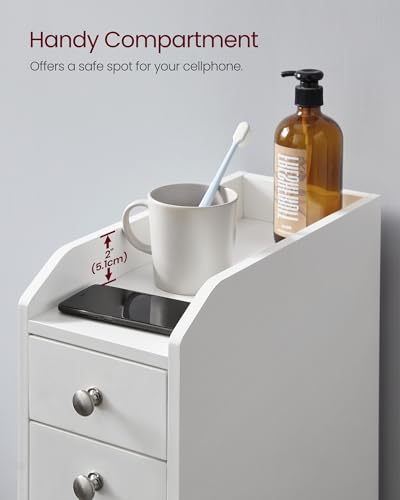 VASAGLE Cloud White Small Bathroom Storage Cabinet with Slide-Out Drawers