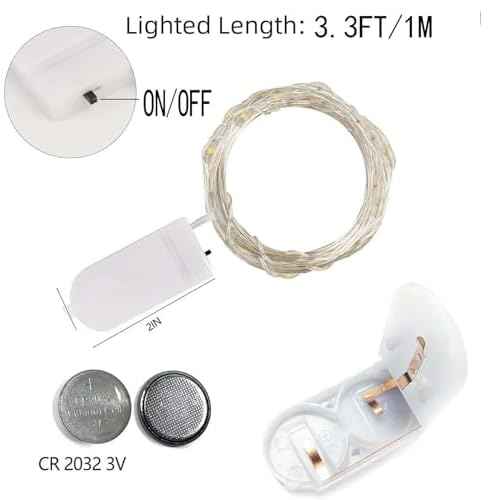 6Pack Fairy Lights Battery Operated -3.3ft 10 LED Silver Wire Firefly Mini Lights for Mason Jars DIY Crafts Christmas Wedding Party Centerpiece Table Decor