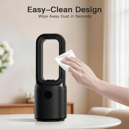 let'me Black Bladeless Desk Fan with Night Light, 5-Speed, 70° Oscillation, 9-Hour Timer
