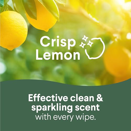 Disinfecting Cleaning Wipes with Crisp Lemon Scent - Bleach-Free, 75 Count, Pack of 6