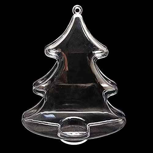 Set of 3 Clear Plastic Christmas Tree Shape Ornaments 4.35 Inches
