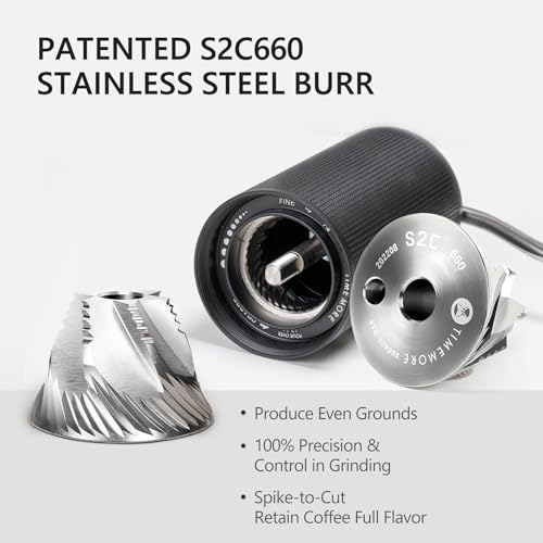 Manual Coffee Grinder Stainless Steel Conical Burr, Adjustable Grind for Travel & Home - Black