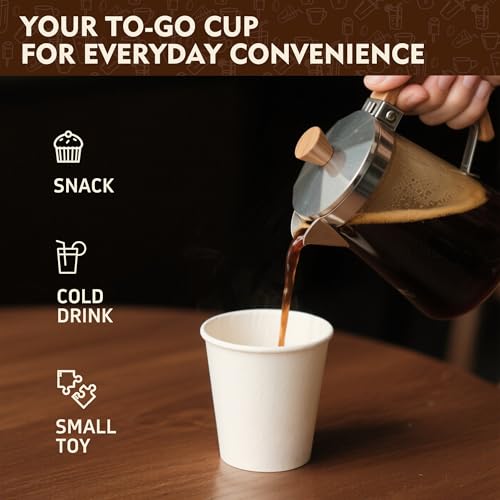 YEEHAW 12 oz Disposable Paper Coffee Cups - 500 Pack White, Leak-Proof, Hot & Cold Beverages