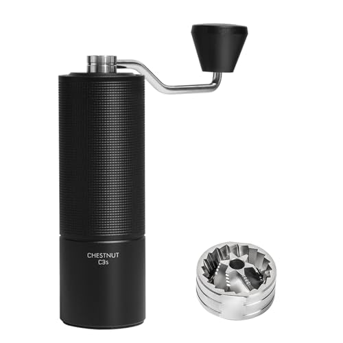 Manual Coffee Grinder Stainless Steel Conical Burr, Adjustable Grind for Travel & Home - Black