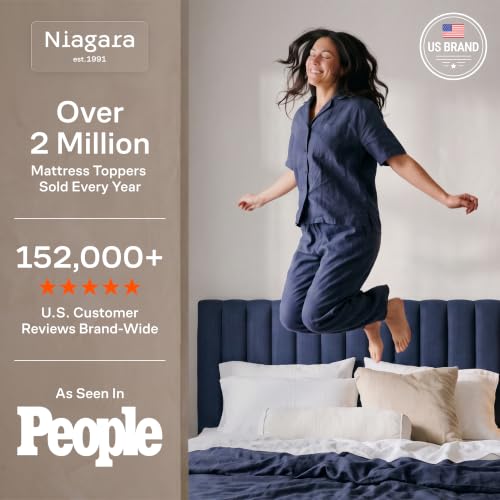 Navy Blue King Mattress Topper - Ultra Soft Bamboo Rayon, Back Pain Relief