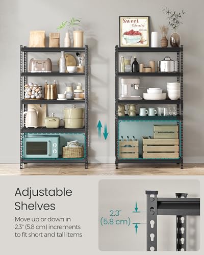 Heavy-Duty 5-Tier Steel Storage Shelves - Adjustable Garage & Warehouse Racks