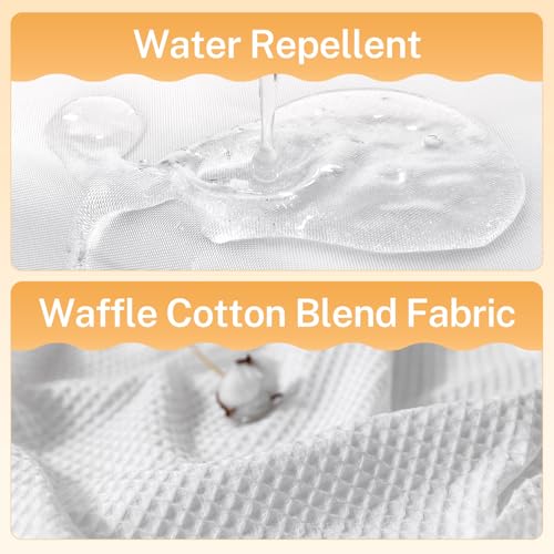 White Cotton Blend Shower Curtain Set with Liner - 71x74 Inches, No Hooks, Water-Repellent