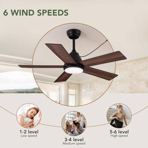 SPACORA 42 Inch Ceiling Fan with Light & Remote, Noiseless DC Motor, Indoor/Outdoor