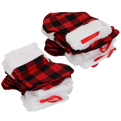 Iconikal 24-Pack Mini Christmas Stockings, 6-Inch, Red Buffalo Plaid Decoration Ornament