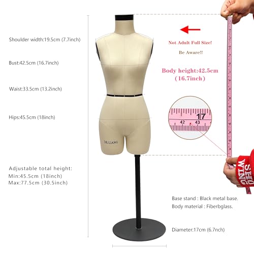 Half Scale Dress Form (Not Adult Full Size) 1:2 TabletopMiniature