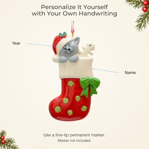 Personalized Cat Ornament Christmas Tree Keepsake - Custom Pet Name