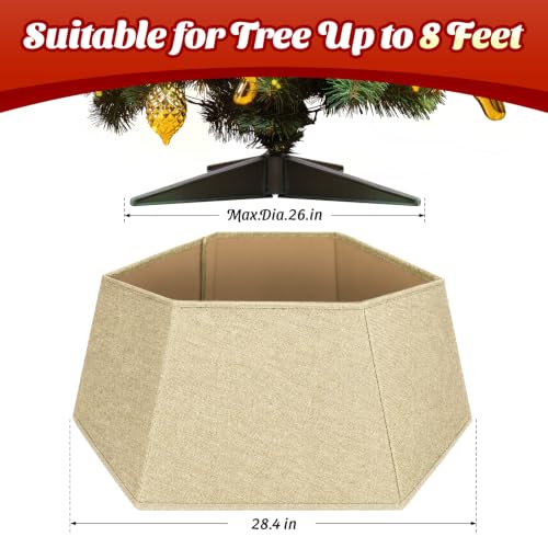 EverMerry Beige 26-Inch Foldable Christmas Tree Skirt for Artificial & Real Trees