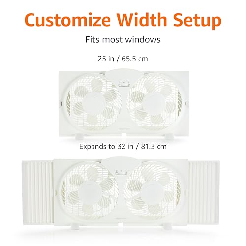 Twin Window Fan for Home Bedroom - 9 Inch Reversible Airflow & Exhaust - Basic Variation