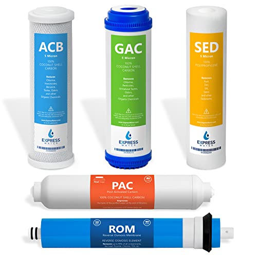 6-Month Replacement Water Filter Set for Reverse Osmosis System - 5 Filters, 50 GPD
