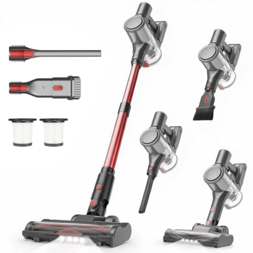Zefiro Cordless Vacuum Cleaner 580W/55Kpa Pet Hair & Dust, Red Black