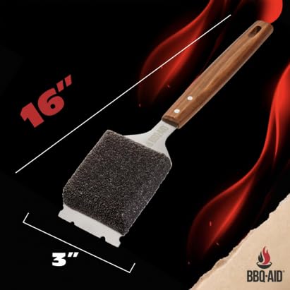Bristle-Free Grill Brush Cleaner & Scraper with Replaceable Wood Head - 16"