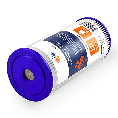 Aquaboon 5 Micron Pleated Sediment Water Filter Cartridge - 10-Pack, 10 x 4.5 Inches